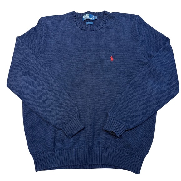 Polo Ralph Lauren Other - Polo Ralph Lauren Men's Navy Blue Cotton Crewneck Sweater XL Red Pony Logo